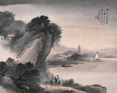 吴石僊 1907年作 山水 镜心